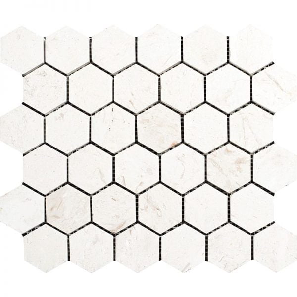 Limra Limestone Polished Limestone Mosaic Hexagon 2 Inch HX-02