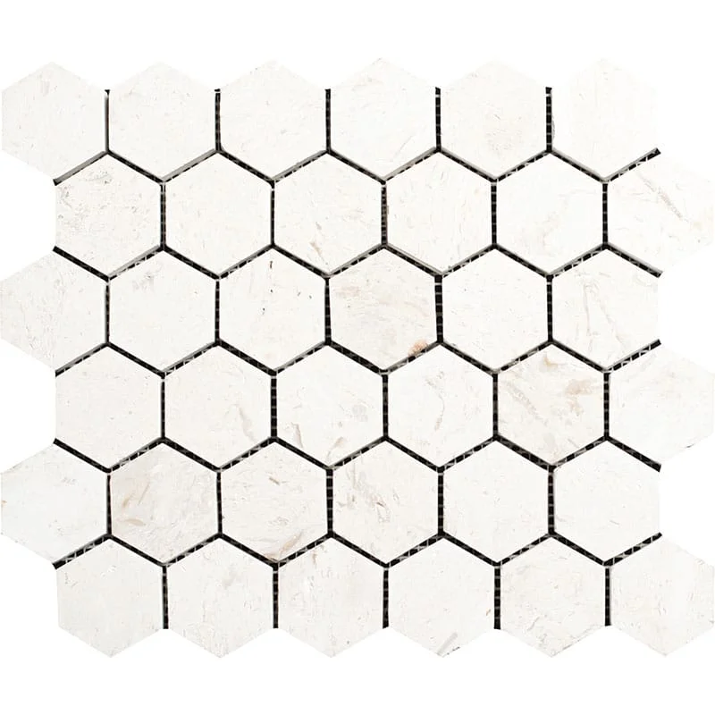 Limra Limestone Polished Limestone Mosaic Hexagon 2 Inch HX-02
