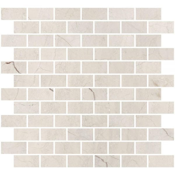 Crema Marfil Honed Marble Mosaic Brick 1x2 Inch