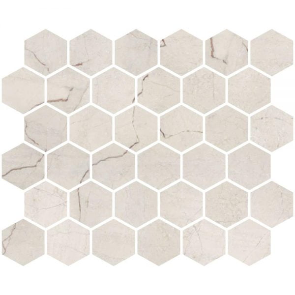 Crema Marfil Honed Marble Mosaic Hexagon 2 Inch