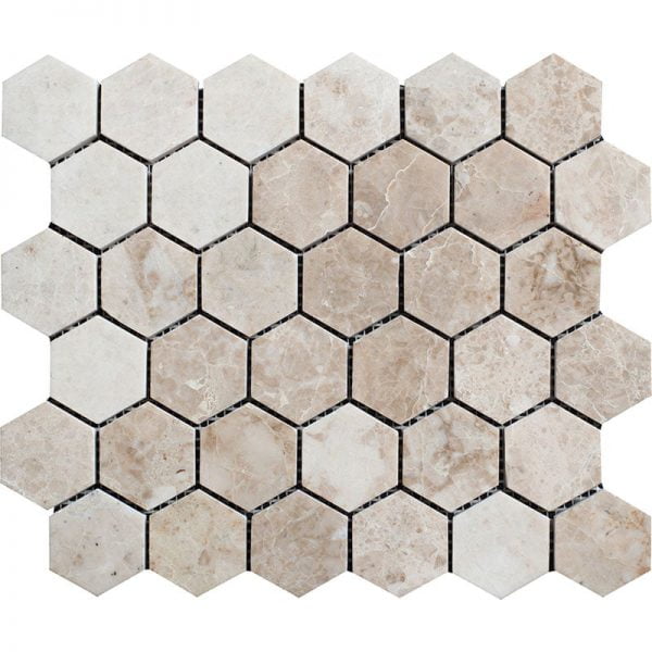 Cappuccino Polished Marble Mosaic Hexagon 2 Inch HX-04