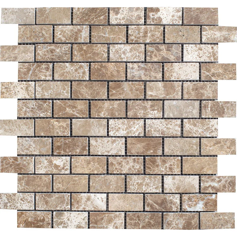 Emperador Polished Marble Mosaic Brick 1x2 Inch