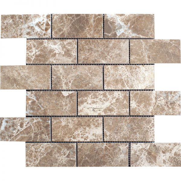 Emperador Polished Marble Mosaic Brick 2x4 Inch