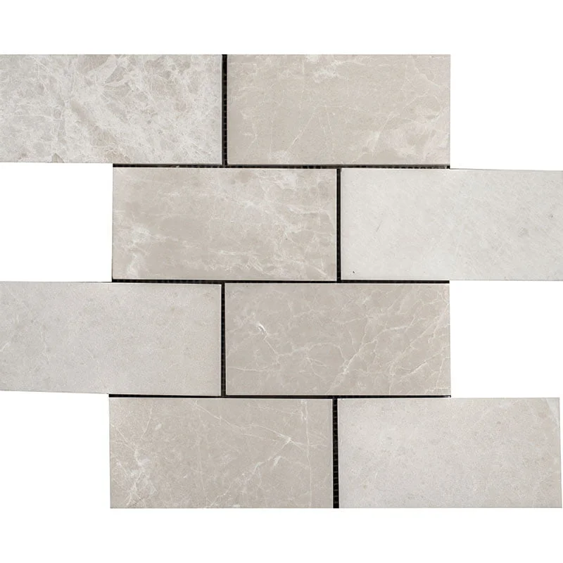 Floridian Cream Polished Marble Mosaic Brick 3x6 Inch