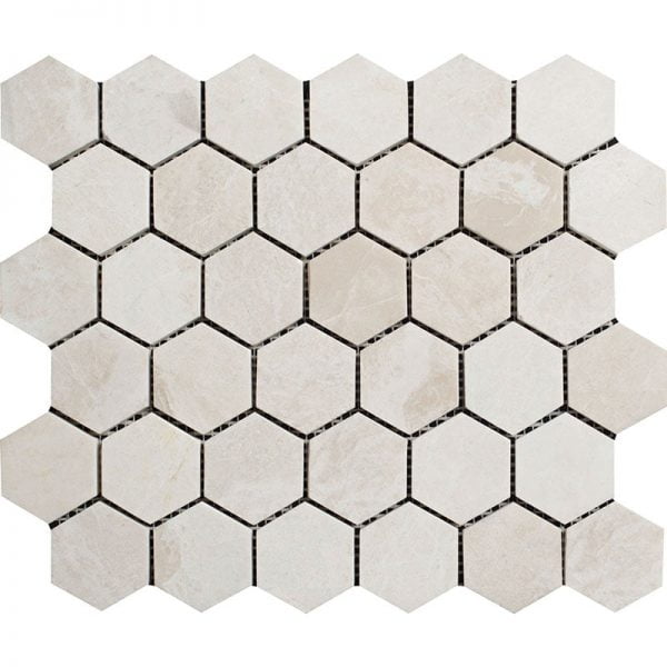 Floridian Cream Polished Marble Mosaic Hexagon 2 Inch HX-03