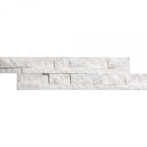 White Carrara T. Marble Ledger Wall Panel Split Face 6x24 Inch