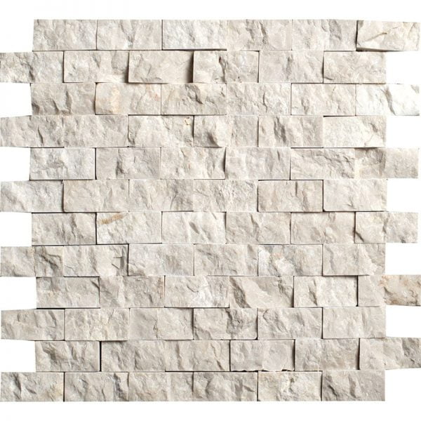 Floridian Cream Honed Marble Mosaic Split Face 1x2 Inch