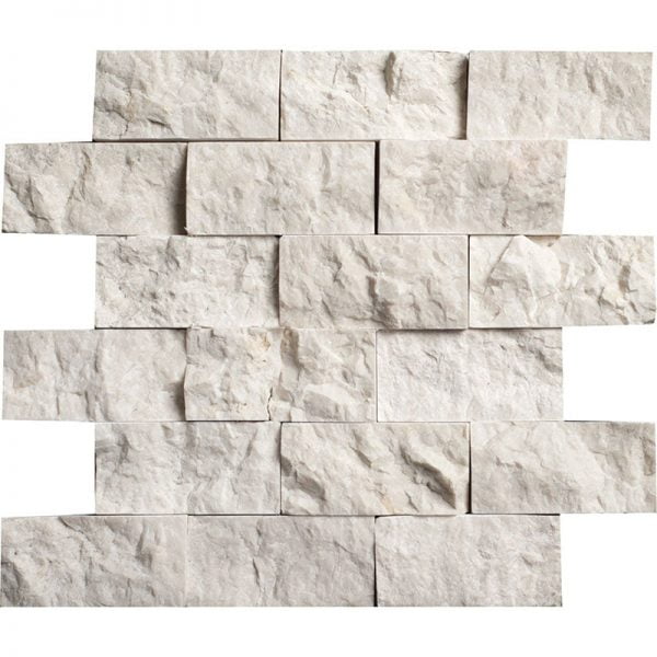 Floridian Cream Honed Marble Mosaic Split Face 2x4 Inch