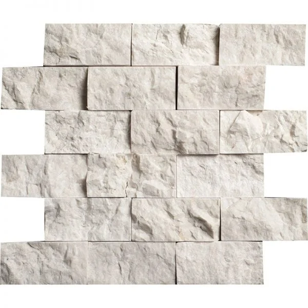 Floridian Cream Honed Marble Mosaic Split Face 2x4 Inch