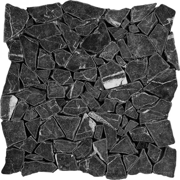 Negro Marquina Tumbled Marble Mosaic Pebble