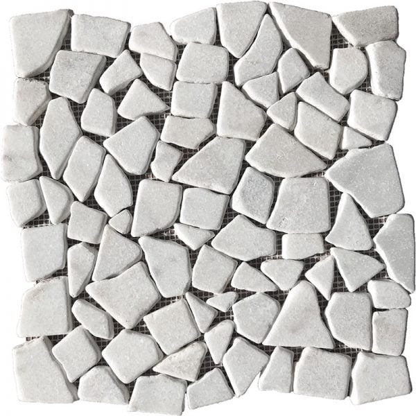 White Carrara T Tumbled Marble Mosaic Pebble SA-17