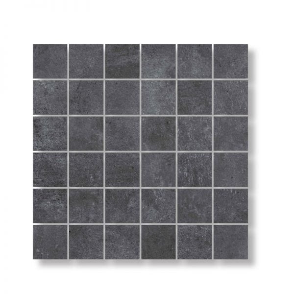 Mirava Beton Black Porcelain Glossy Mosaic Straight 2x2 Inch