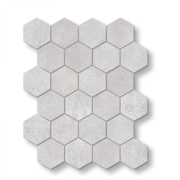 Mirava Beton Grau Porcelain Glossy Hexagon Mosaic 3 Inch 