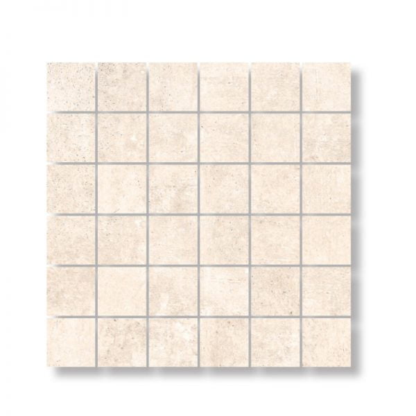 Mirava Beton Ivory Porcelain Glossy Mosaic Straight 2x2 Inch