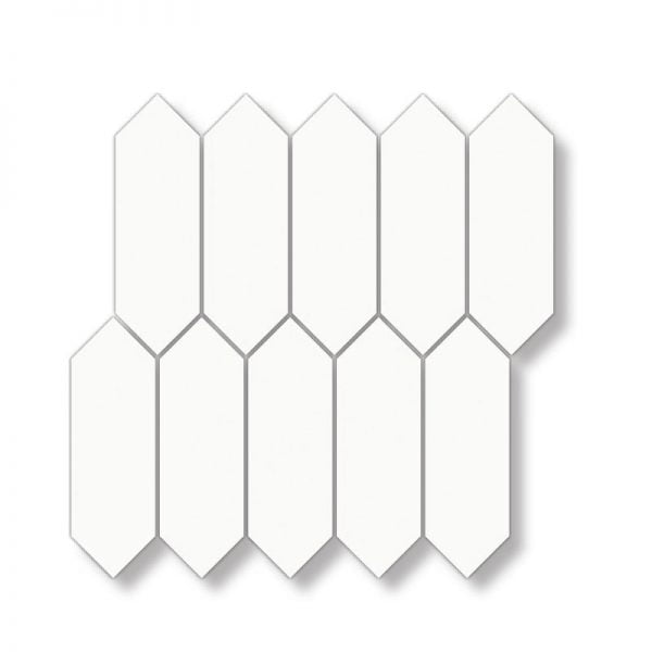 Marginal White Porcelain Glossy Picket Mosaic 11.10x11.81 Inch