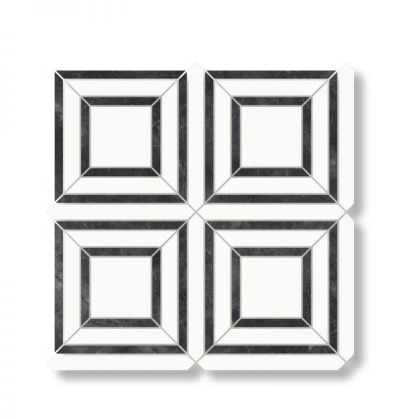 Pulpis Nero Porcelain Glossy Waterjet Square Mosaic 12.48×12.48 Inch