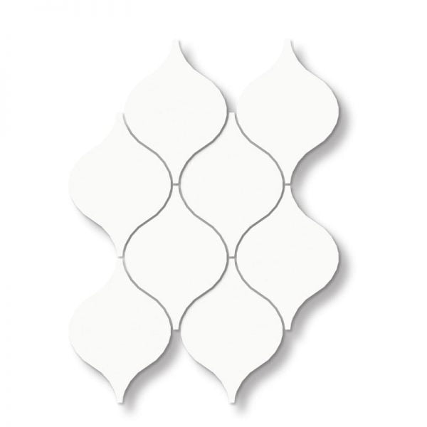 Marginal White Porcelain Waterjet Drop Glossy Mosaic 7.84x10.24 Inch