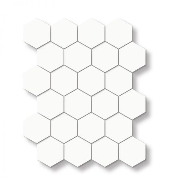 Marginal White Porcelain Glossy Hexagon Mosaic 3 Inch