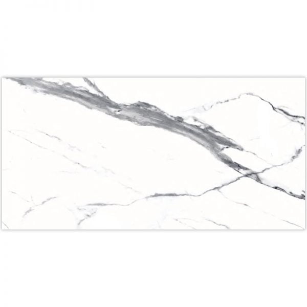 Statuario White Porcelain Glossy Tile 24x48 Inch