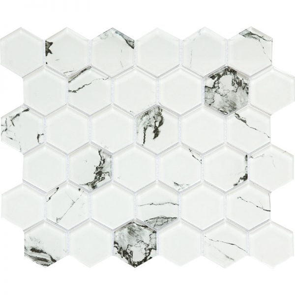 Carrara Black Hexagon 2 inch SA-050