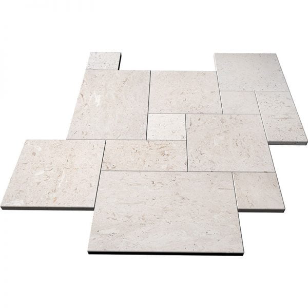 Mediterranean Seashell Tumbled Limestone French Pattern Paver