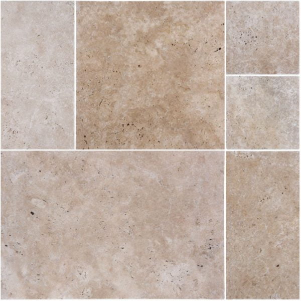 Miami Classic Light Brushed Unfilled Travertine French Pattern