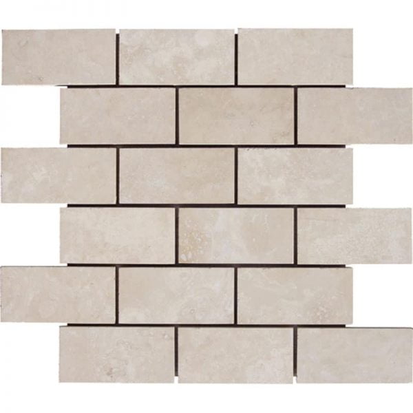 Miami Light Modern Filled&Honed Travertine Mosaic Brick 2×4 Inch