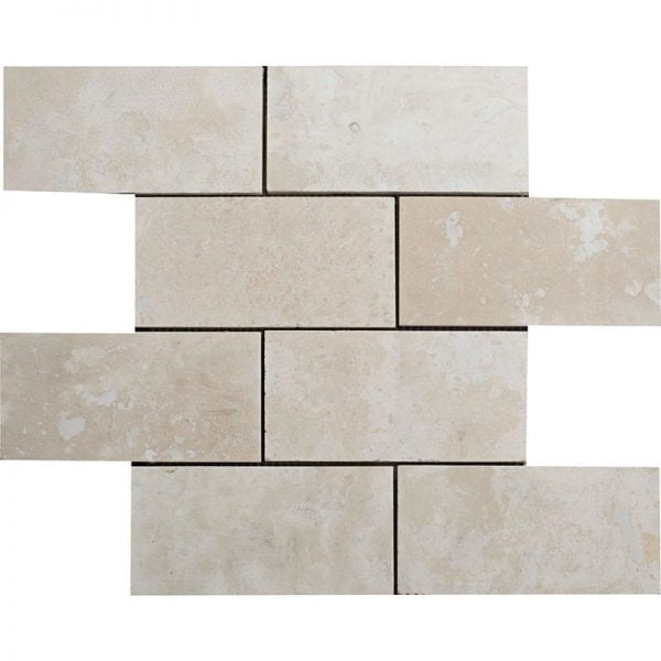 Miami Light Modern Filled&Honed Travertine Mosaic Brick 3×6 Inch