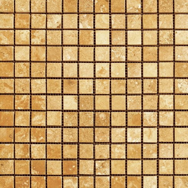 Gold Filled&Honed Travertine Mosaic Straight 1x1 Inch