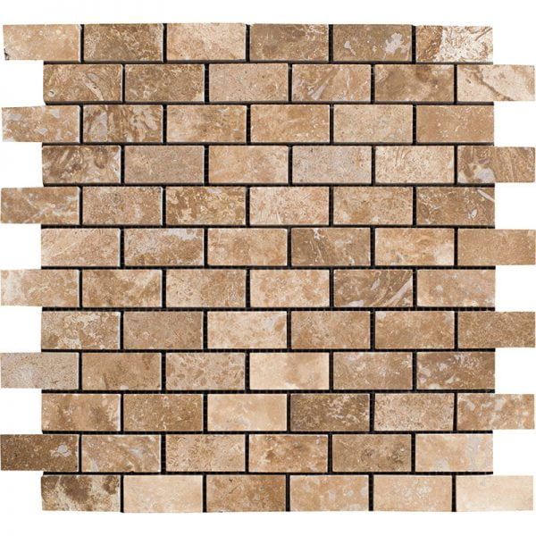 Lunar Filled&Honed Travertine Mosaics Brick 1x2 Inch