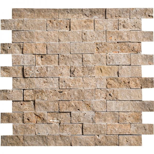 Lunar Travertine Mosaics Brick 1x2 Inch Split Face