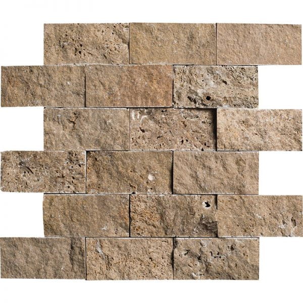 Lunar Travertine Mosaics Brick 2x4 Inch Split Face