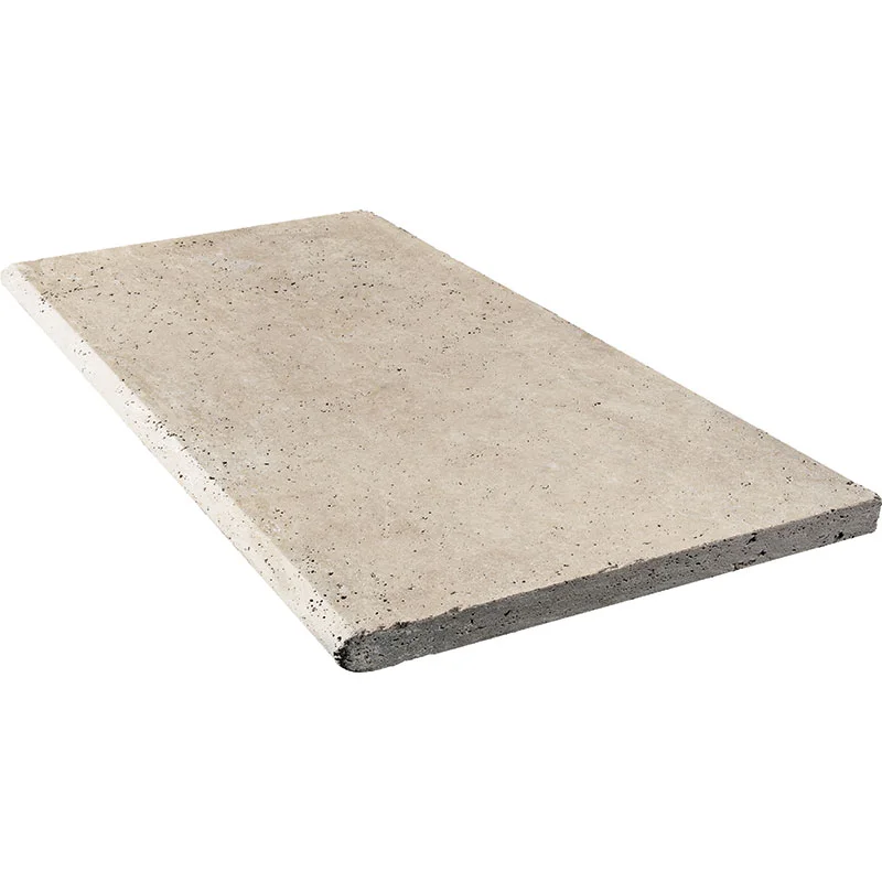 Miami Light Tumbled Travertine Pool Coping 12x12x1 1/4 Inch
