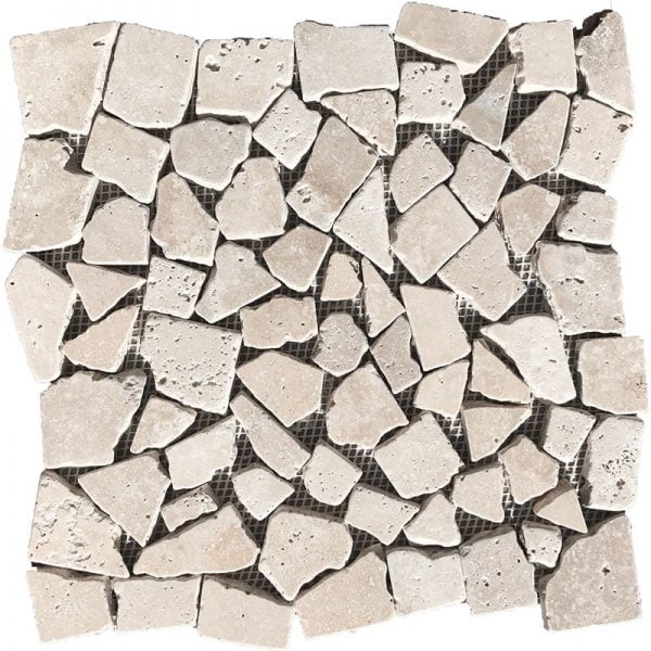 Miami Light Rustic Tumbled Travertine Mosaic Pebble PB-06