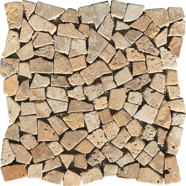 Gold Travertine Tumbled Mosaic Pebble PB-07