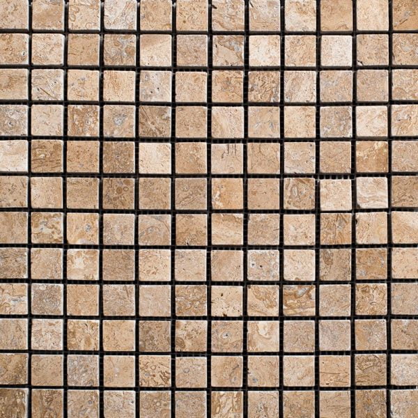 Lunar Tumbled Travertine Mosaics Straight 1x1 Inch