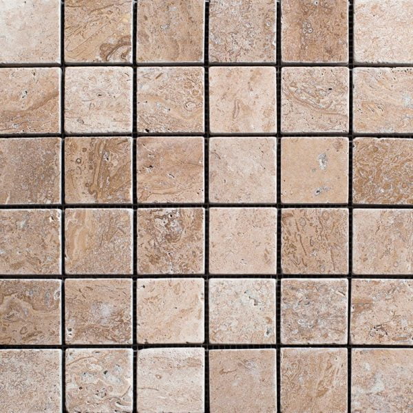 Lunar Tumbled Travertine Mosaics Straight 2×2 Inch