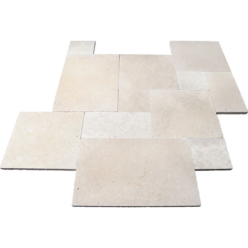 Ivory Light Tumbled Travertine French Pattern Paver
