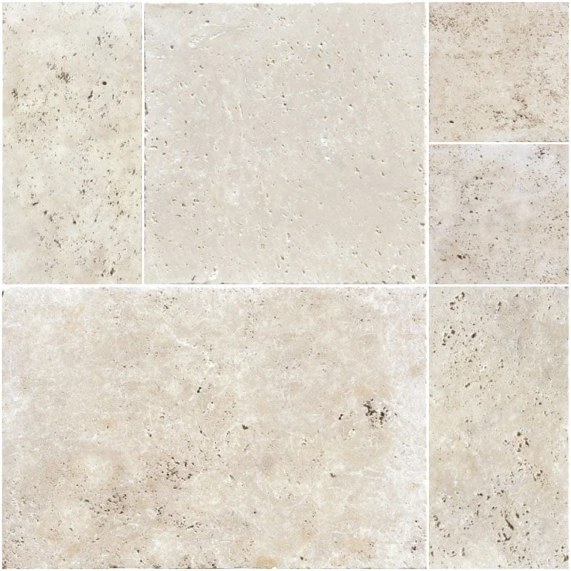 Miami Light Tumbled Edge Travertine French Pattern