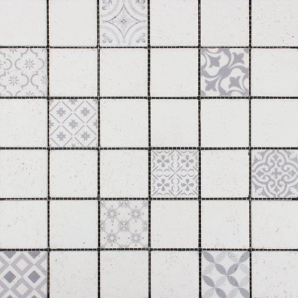 Ecostone White Mosaics 2x2 Inch White Pattern