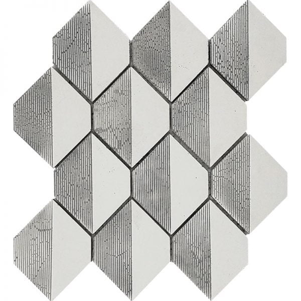 Ecostone White White Diamond W/Engraved Decor Mosaic