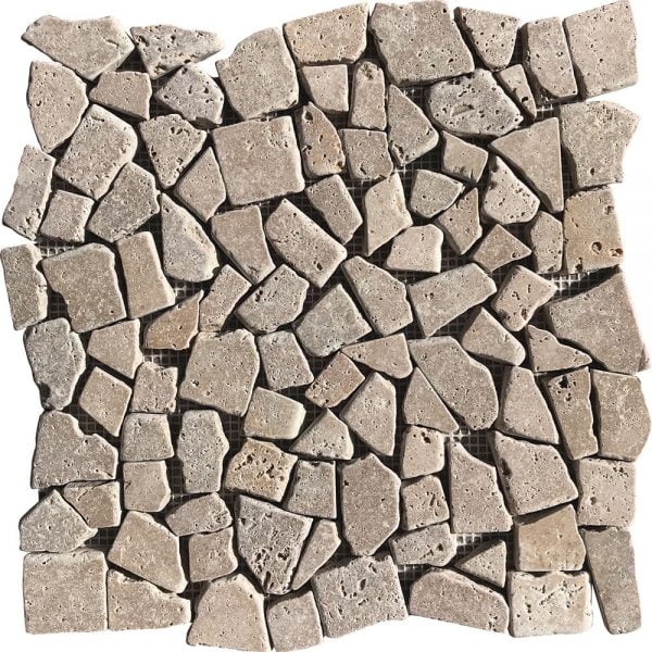 Lunar Stone Travertine Tumbled Pebble Mosaic PB-08